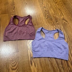 Set of Two Racerback Sports Bras in Purple and Burgundy